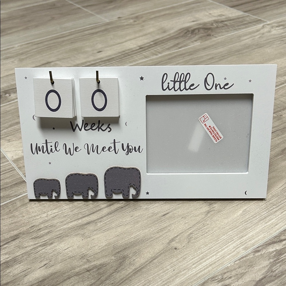 Gray and White Elephant Baby Countdown Frame
